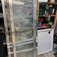 Corner Shower Door & Tray Set