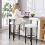 Set of 2 bar stools, boucle fabric bar chairs with curved backrest, footrest, 50x52.5x98cm, cream Image 4