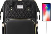 Laptop Backpack for Women,15.6 Inch Stylish Laptop Rucksack Wide Open, College School Backpack with USB Charging Port, Water Resistant Travel Business Work Bag Computer Bookbag for Men, Black (FREE POSTAGE)