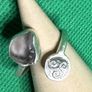 Handmade Celtic sterling silver ring with sea glass and Triskele. Size N and adjustable Image 4