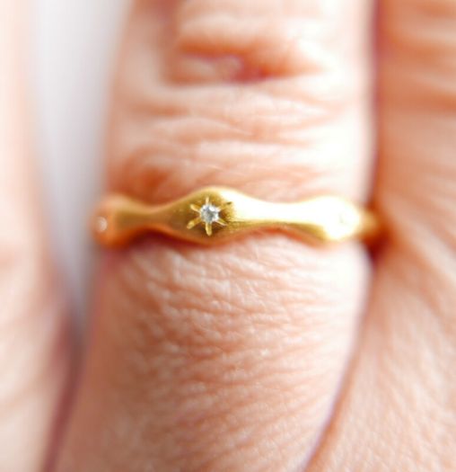 Vintage Sterling Silver 925 - 18KT Gold Plated Laura CZ Ring 2,67g size S