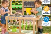 Wooden Kids Outdoor Mud Kitchen with Water Tap, Sink, Canopy and Accessories