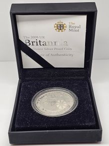 United Kingdom 2008 Silver Proof 1oz Britannia 2 Pounds One Ounce Fine Silver in Original Holder with COA