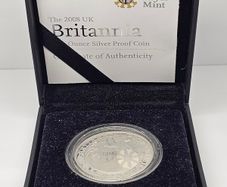 United Kingdom 2008 Silver Proof 1oz Britannia 2 Pounds One Ounce Fine Silver in Original Holder with COA