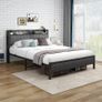 King Size Bed Frame With Storage Headboard, Upholstered Platform Bed Frame/Mattress Foundation/Metal Slat Support/No Box Spring Needed/Dark Grey Image 3