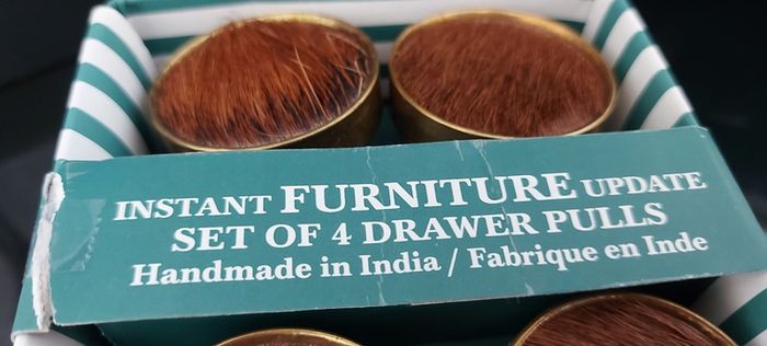 Drawer pulls/knobs set of 4 with real cow hair NEW!