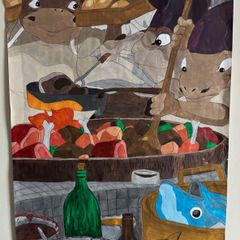 A1 Studio Ghibli Scene Poster - Acrylic and colouring pencil on paper