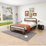 King Size Bed Metal Platform Bed Frame with Wood Headboard,Mattress Base,Metal Slat Support, Black and Brown/210X154 Image 2