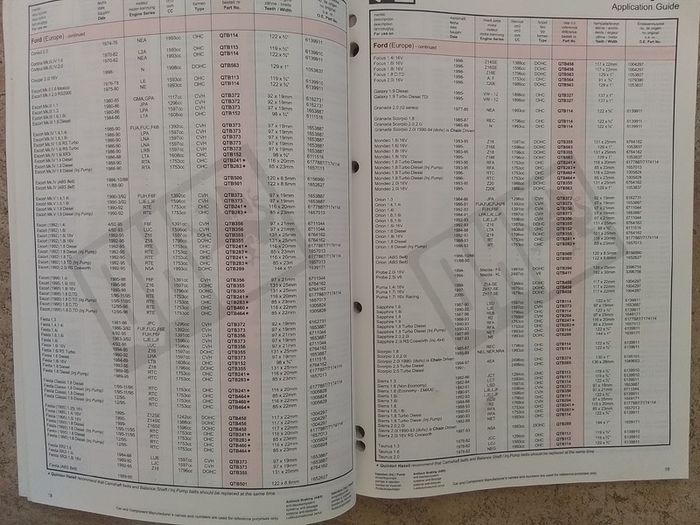 Quinton Hazell Timing Belt Reference Book.