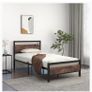3ft Single Bed Frame with Wooden Headboard, Brown Heavy Duty Steel Support, No Box Spring Needed, Noise Free,Easy Assembly Image 2