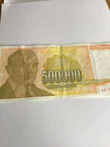 Rare Yugoslavia Banknote- 500000 Dinara