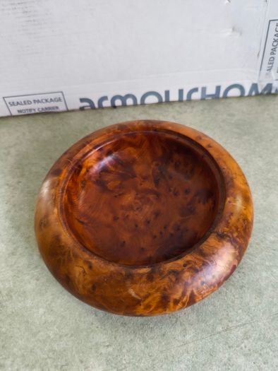 Vintage Fruit Wood Dish Ashtray Trinket Display Piece
