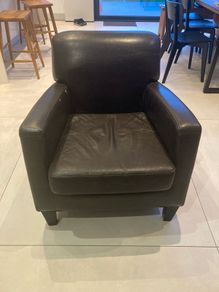 Brown Leather IKEA Armchair.