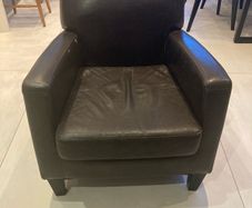 Brown Leather IKEA Armchair.