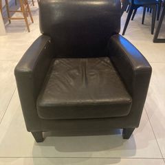Brown Leather IKEA Armchair.