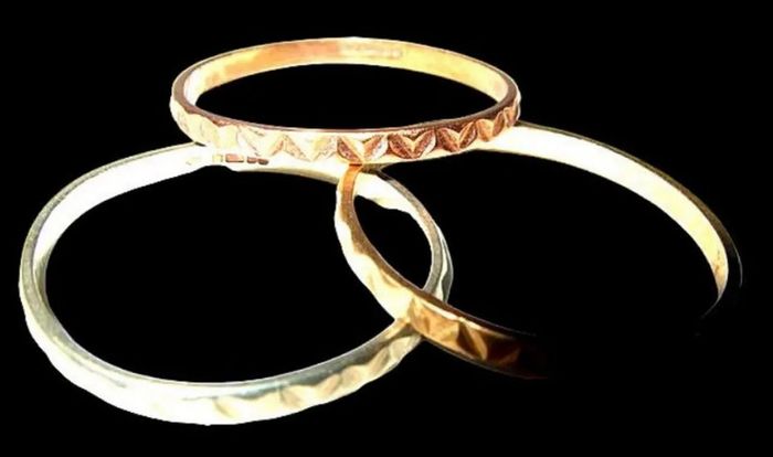 Vintage Hallmarked 9k Rose/White/Yellow Gold Rings