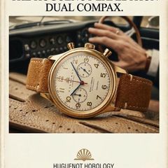 Gold Huguenot men's chronograph watch