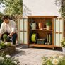 Wooden Garden Storage Cabinet Lockable Tool Cabinet Outdoor Storage Mini Shed Asphalt Roof Image 3