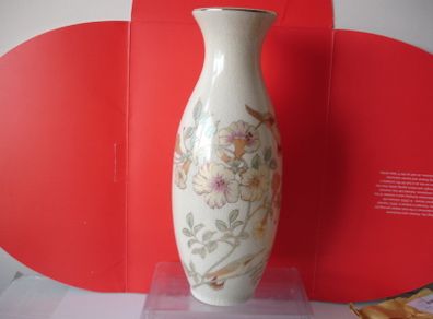 Crackle Glaze Vase   Humming Bird Sucking Nectar  11inches