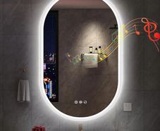 Oval Bluetooth Bathroom Mirror with LED Lights 500x800mm, Anti-Fog, LED Bathroom Mirror with Memory, 3000K-6500K, Dimmable, HD Tempered Glass, IP44 Waterproof, Horizontal or Vertical