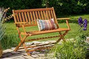 Garden Bench 2-Seater Eucalyptus Wood FSC-Certified 120 cm Weatherproof Folding Garden Bench Wooden Bench Park Bench