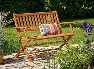 Garden Bench 2-Seater Eucalyptus Wood FSC-Certified 120 cm Weatherproof Folding Garden Bench Wooden Bench Park Bench