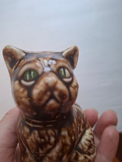 Vintage Staffordshire Treacle Glaze Pottery Brown Cat Figure Ornament
