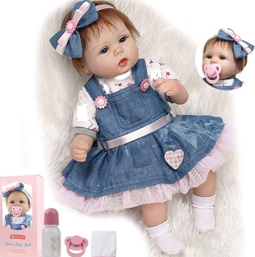 Reborn Dolls Girl 22inch 55cm Realistic Handmade Soft Silicone Lifelike Blue Eyes Newborn Toy Doll That Look Real Reborn Baby Dolls Vinyl Birthday Gift (FREE POSTAGE)