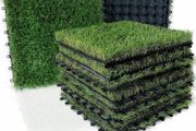 18 Pack Artificial Grass Tiles, Interlocking Grass Tile, 25mm Pile Height Synthetic Grass Square (30x30CM)