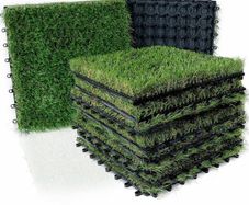 18 Pack Artificial Grass Tiles, Interlocking Garden Grass Lawn Tile, 25mm Pile Height Artificial Grass for Patio Balcony Garden Flooring Decor Outdoor Synthetic Grass Square (30x30CM)