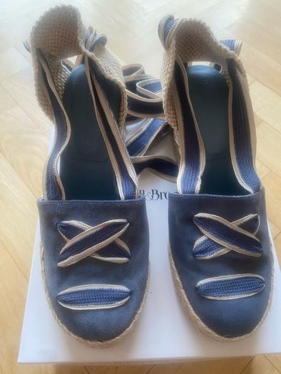 Russell & Bromley Hale Tie blue suede espadrilles