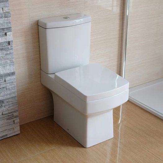 Square Bathroom Close Coupled Toilet Modern Ceramic Bathroom WC White