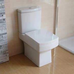 Square Bathroom Close Coupled Toilet Modern Ceramic Bathroom WC White