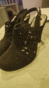 Black suede heels