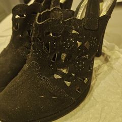 Black suede heels