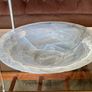 Handmade Art Glass Clear Bowl with Grey White Swirl Image 4