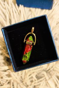 Ruby Zoisite Crystal Pendant Unique Natural Gemstone