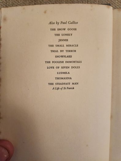 Paul Gallico books. Flowers  for Mrs Harris, Thomasina, and The small miracle. All hardback with dustjacket in good condition. Thomasina is a first edition.35