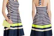 Ted Baker striped halter neck dress Sz 2 (8-10UK) - Rrp 175 (New)