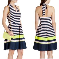 Ted Baker striped halter neck dress Sz 2 (8-10UK) - Rrp 175 (New)