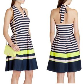 Ted Baker striped halter neck dress Sz 2 (8-10UK) - Rrp 175 (New)