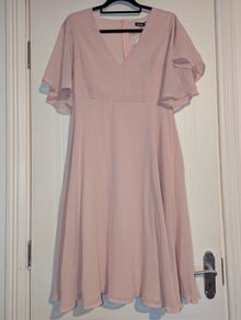 stunning Chiffon angel sleeve midi skater dress from Boohoo