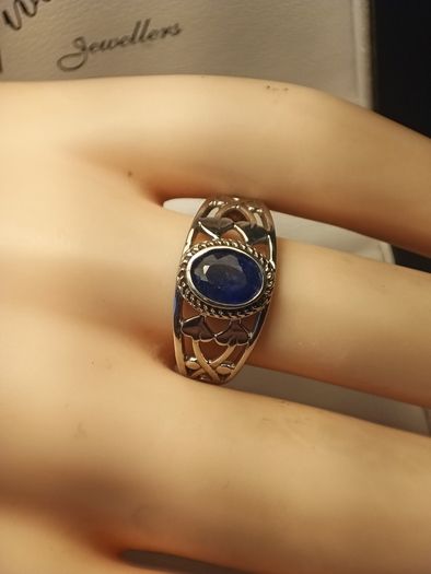 Sterling Silver Natural Sapphire Band Ring