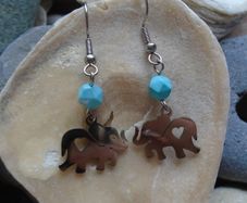 Handmade earrings, Elephant earrings, Gemstone earrings, Jewellery, Gift