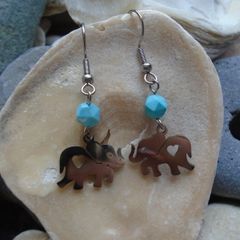 Handmade earrings, Elephant earrings, Gemstone earrings, Jewellery, Gift