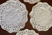 4 cotton embroidered doilies