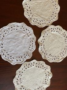 4 cotton embroidered doilies