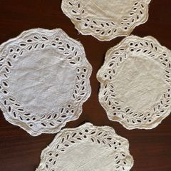 4 cotton embroidered doilies