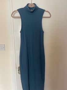 Zara Body-Con Ribbed Blue Dress