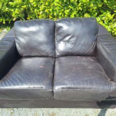 2 Seater Black leather sofa